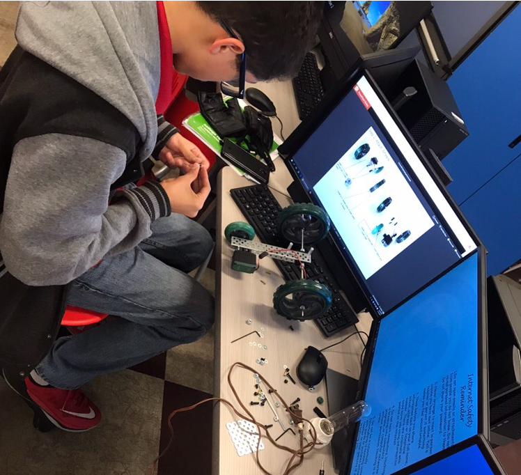 Student working on a Robot